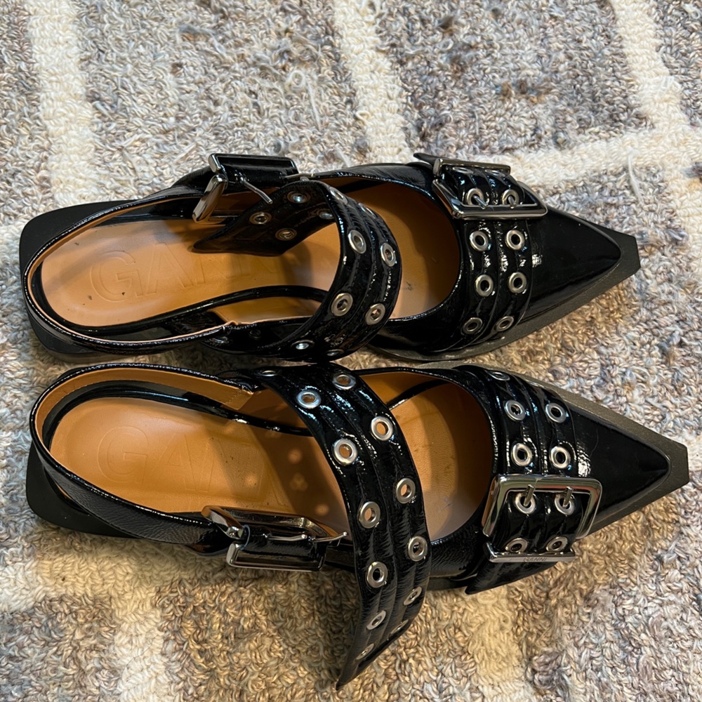 Ganni Black Studded Flats - Picture 2 of 3